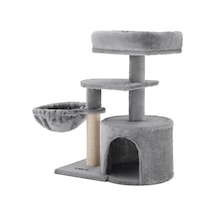 Ayrex Küçük Kedi Ağacı Tırmalama Direği Çok Katlı 68 Cm, Açık Gri