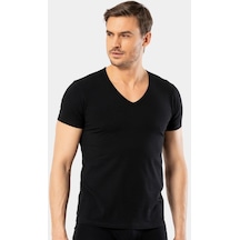 Cacharel Erkek Derin V Yaka Likralı T-shirt 1306/siyah 001