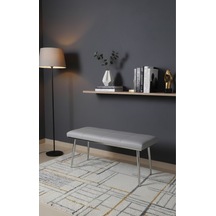 Özcan Metal Metal Ayaklı Krom Gri Bench Mutfak Salon Antre Yatak Odası Puf Bank Gri