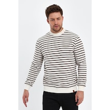 Alexander Gardi Alexandergardı Bisiklet Yaka Çizgili Sweatshirt E23-761a-erk Beyaz - Haki