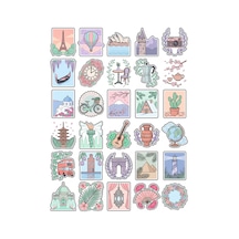 30 Adet Vintage Seyahat Posta Pulu Sticker Seti - Laptop Defter Ajanda İçin Çok Renkli