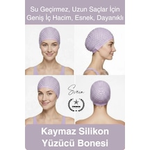 Bone Su Geçirmez Kaymaz Silikon Yüzücü Bonesi Yüzme Şapkası Uzun Saç Yetişkin Esnek Havuz Deniz Çok Renkli