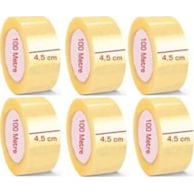 6 Adet Koli Bandı 45 MM 100 M Hotmelt Şeffaf Koli Bandı
