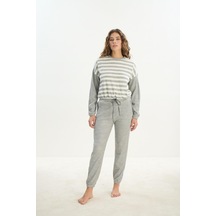 Sevim Kadın Uzun Kol Gri Acrylic Pijama Takım C0t1n1o61 001