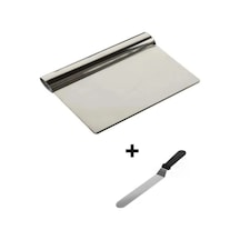 2li Set Hamur Şekillendirici Eğik Pasta Spatulası +metal Hamur Kesici Kazıyıcı Spatula Sarı