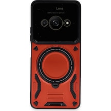 Xiaomi Poco C61 Kılıf Joy Lens Standlı Kapak Kırmızı