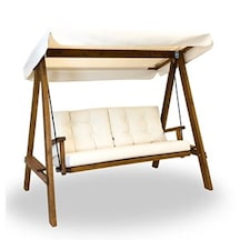 Pera 2000 Üç Kişilik Ahşap Bahçe Salıncağı Krem