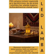 Ledışık Ramazan Masa Süsleme Hediyelik Dekoratif Osmanlı İslami Altıgen Kubbe Gold Pilli Led Lamba
