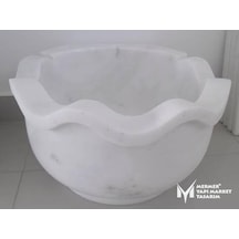 Beyaz Mermer Fırfırlı Düz Kurna