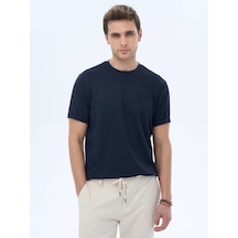 Kip Lacivert Düz Bisiklet Yaka T-shirt Çok Renkli