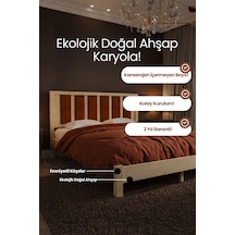 Ori On Model Kiremit Rengi Puf Başlıklı Masif Ahşap Karyola Kolay Kurulum Fırınlanmış İthal Sibirya Çamı 140x190 Yatak Uyumlu - Vernikli