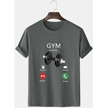 Flood Of Style Erkek Füme Gym Oversize Bisiklet Yaka Tshirt Gri