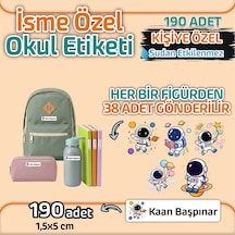 Kapbirhediye Okul Etiketi Isme Özel Kalem Defter Etiketi Astronot 3 Temalı 190 Adet Çok Renkli
