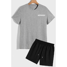 Uyguntarz Represent Şort T-shirt Eşofman Takımı Gri