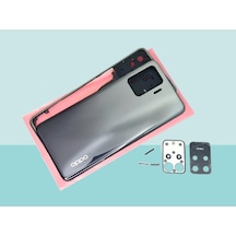 Tkgz - Oppo Reno 5 Lite Full Kasa Arka Kapak Batarya Kapağı - Siyah Çok Renkli