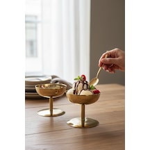 Akayev Aurea Gold 2li 8 Cm Çelik Ayaklı Dondurmalık, İkramlık,çerezlik Ve Sunumluk