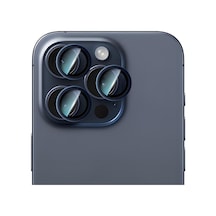 İphone Uyumlu 15 Pro Max Caseworld Alloy Serisi Oleofobik Anti Reflective Kamera Lens Koruyucu Mavi
