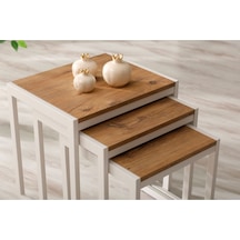 Sehpol Üçlü Zigon Sehpa 50x40x52/45x40x46/40x40x40 Beyaz