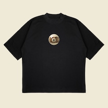 Lucky9leopar Boxy Fit Oversize Unisex Tshirt Baskılı Tişört Siyah