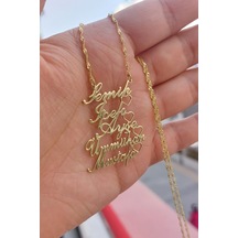 925 Ayar Gümüş 24 Ayar Altın Kaplama 5 İsimli Kolye Gold