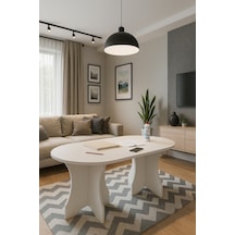 Kelebek Model 180x90x75 Kalın Kenar 36mm Yemek Masası Mutfak Masası Çok Amaçlı Masa Sadece Masa Beyaz