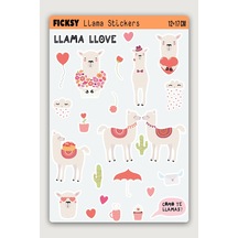 Sevimli Lama Sticker Seti - 23 Adet Etiket Çıkartma Diğer