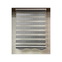 Siyah Renk Versace Desenli Gümüş Sim Detaylı Boncuklu Zebra Stor Perde Siyah - 97810384 Siyah