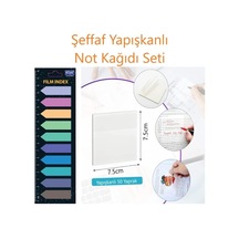 Şeffaf Yapışkanlı Not Kağıdı Seti, 75x75mm, 50 Yaprak, 10 Renk