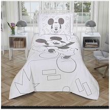 Taç Lisanslı Jakar Yatak Örtüsü Mickey Enjoy Tek Kişilik