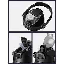 800/1000/1200/1500 Ml 304 Paslanmaz Çelik Termos Pipetli Termal Kupa Bardak Black 1200ml Black