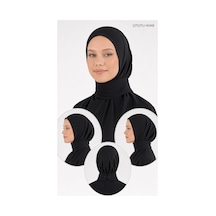 Çıtçıtlı Hijab Siyah Pratik Tesettür Başörtüsü