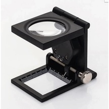 -28x28 Mm Katlanır Sayaçlı Metal Lüp, 2 Led Işıklı Büyüteç Tekstil Th9005a Lisinya Çok Renkli