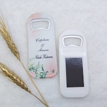 Pembe Çiçekli Dikey Açacak Magnet 4,5x10,5 Cm Uv Nikah Ş(30 Adet)