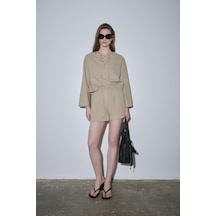 Suud Collection Ihlamur Yeşili Zoe Basic Keten Şort Yeşil