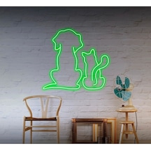 Twins Led Kedi Ve Köpek Figürlü Neon Tabela Yeşil Model:model:62923366 Yeşil