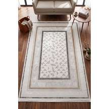 Merinos Vista Krem Kahverengi Çerçeveli %100 Akrilik Yumuşak Dokulu Salon Oturma Odası Halısı 76593-957
