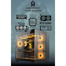 Game Master F7 Lite R7-5700X 32 GB 1 TB M2 SSD RTX5060 Free Dos Masaüstü Oyuncu Bilgisayarı