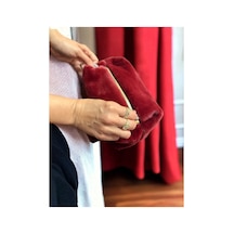 Pufcase Toscana Peluş Kumaş, Makyaj Çantası 10x20x10 Cm İthal Tüy Dökmez Bordo
