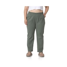 Disentis Büyük Beden Beli Lastikli Cepli Gabardin Haki Pantolon 001