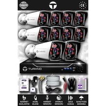 Turkno 10 Kameralı Karia 10 Dış Kamera Set 250 GB HDD Full HD Gece Görüşlü Güvenlik Kamerası Sistemi