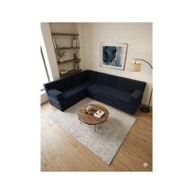 Premium Kadife Kumaş, Konforlu Yer Kanepesi ,modüler Şark Köşesi Takımı - Lacivert - 40 Cm- L Set