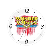 Wonder Woman Sessiz Akar Bombeli Gerçek Cam Duvar Saati Çok Renkli