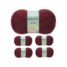 Tedar 5 Adet Vizon Premium Akrilik El Örgü İpi Yünü Renk No:999 Bordo Najmaddin (No:1) 8.5Cm X 10.5 Cm