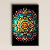 Uv Baskılı Mandala Pvc Tablo - Neon Çiçekler