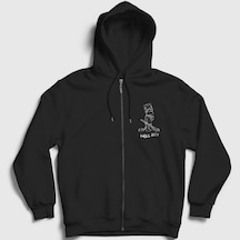 Presmono Unisex Hellboy Lil Peep Fermuarlı Kapüşonlu Sweatshirt Siyah