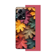 Redmi Note 12 Pro Plus Uyumlu Sonbahar Yaprakları Ve Çiy Baskılı Silikon Kılıf Renkli