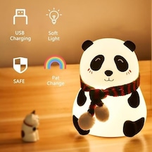 Sevimli Panda Gece Lambası Silikon Led Işık Çocuk Odası Dekoru Hediye Gözü Açık Diğer