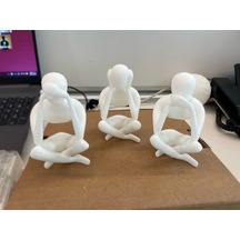 Beyaz Malzeme Görmedim Duymadım Konuşmadım Figür 12 Cm Dekoratif