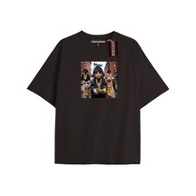 Tarzsokak New York Baskılı Oversize Kalıp Unisex T-shirt Kahverengi