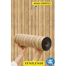 Lambiri Efekt Kendinden Yapışkanlı Açık Kahverengi Lambiri Desenli Duvar Paneli Kağıdı